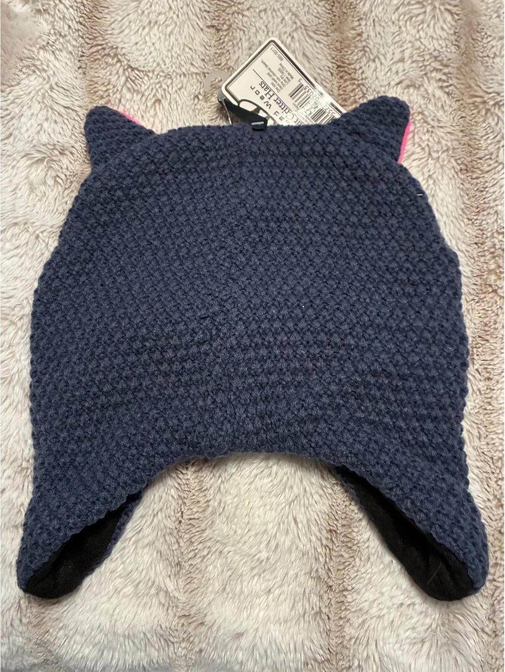 NWT Rugged Wear Knit Critter Black Cat Earflap Beanie Hat